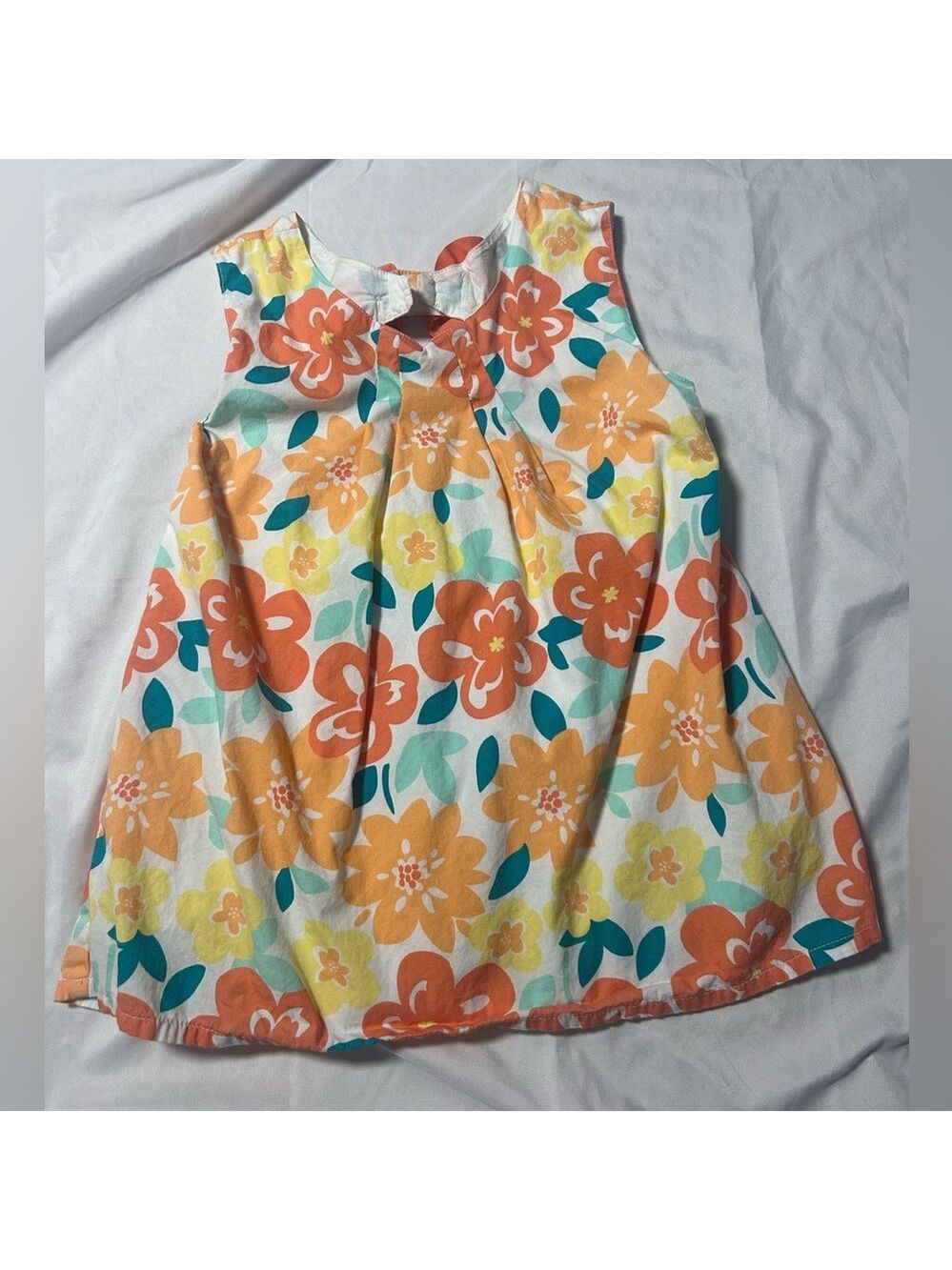Gymboree Girls Size 8 Floral Summer Shirt Orange Sleeveless Tropical